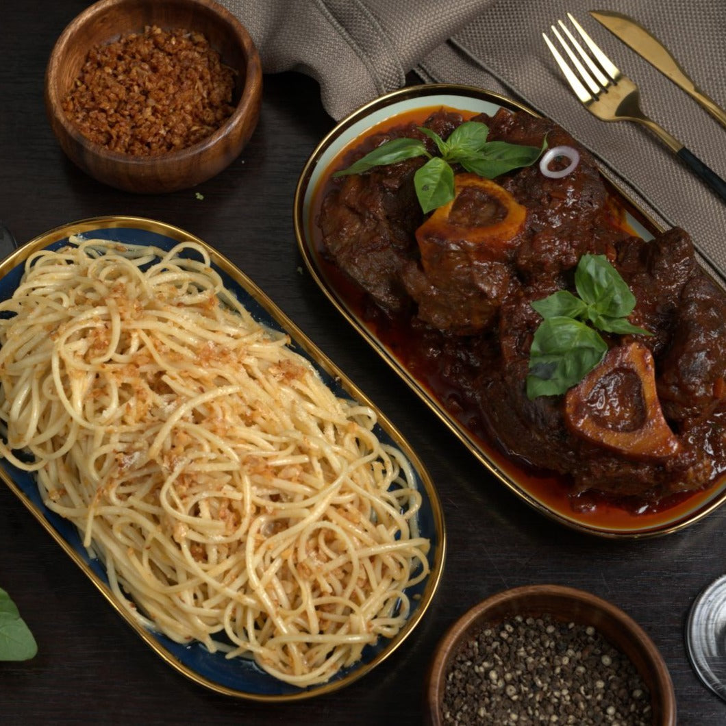 Osso Buco with Aglio e Oglio Linguine